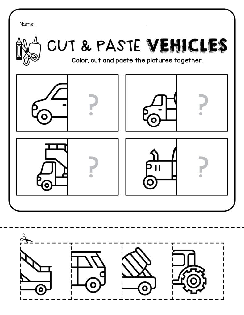Cut and paste worksheet